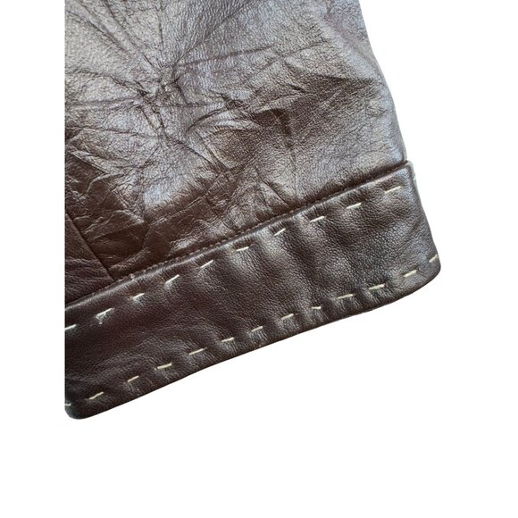 Chicos Womens Genuine Leather Jacket Size 2 Medium 10/12 Brown Pockets & Zipper - Picture 6 of 11